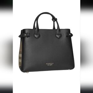BURBERRY The Banner Black Leather Handbag